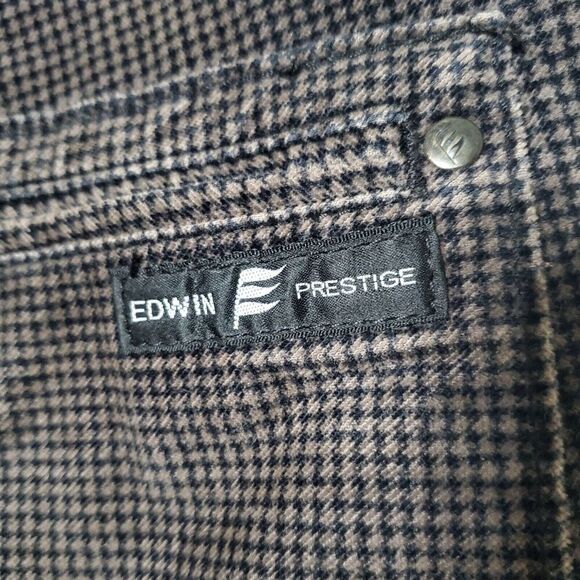 Edwin Prestige Pants Size M Houndstooth Pattern Black Tan Corduroy Womens - Picture 6 of 14